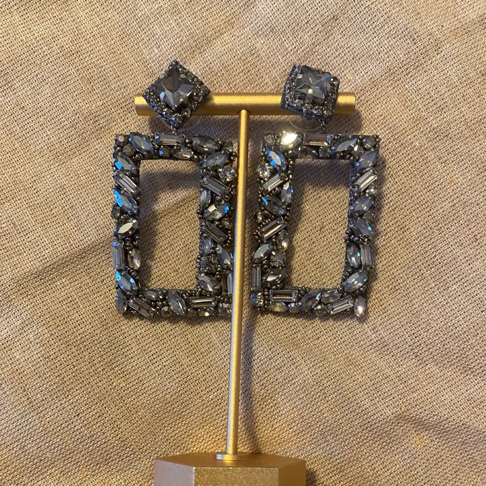 Silver Square Hoop style earrings